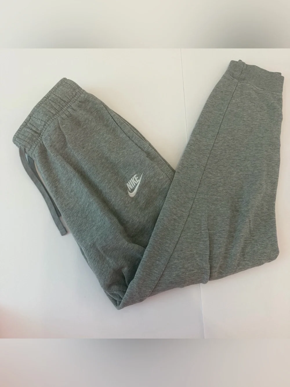 Nike Men’s Small Gray Fleece Open Hem Sweatpants Embroidered Swoosh